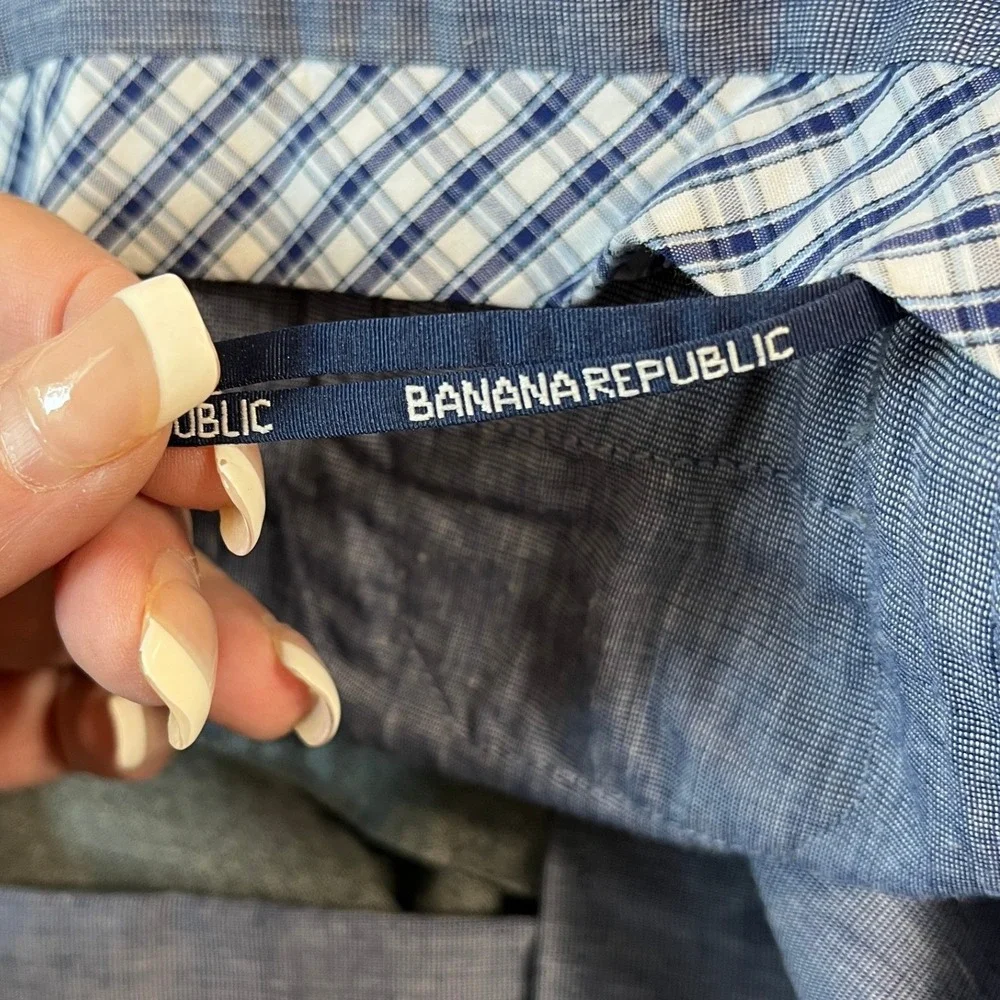 Banana Republic Chino Pants Men 34 Textured Grey Geometric Business Casual